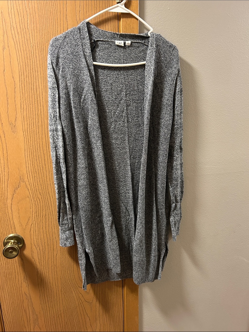 GAP Heather Gray Open-Front Long Cardigan